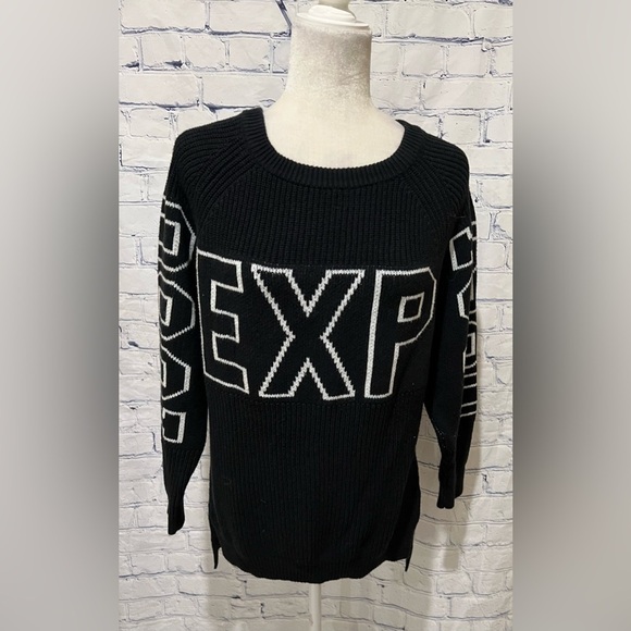 Express Shaker Knit EXP Logo Sweater XS - Picture 2 of 6